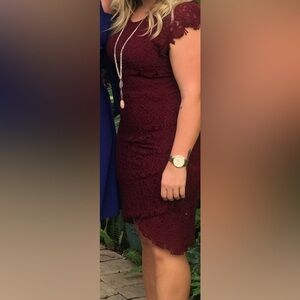 Elegant TOBI Burgundy Lace Skirt